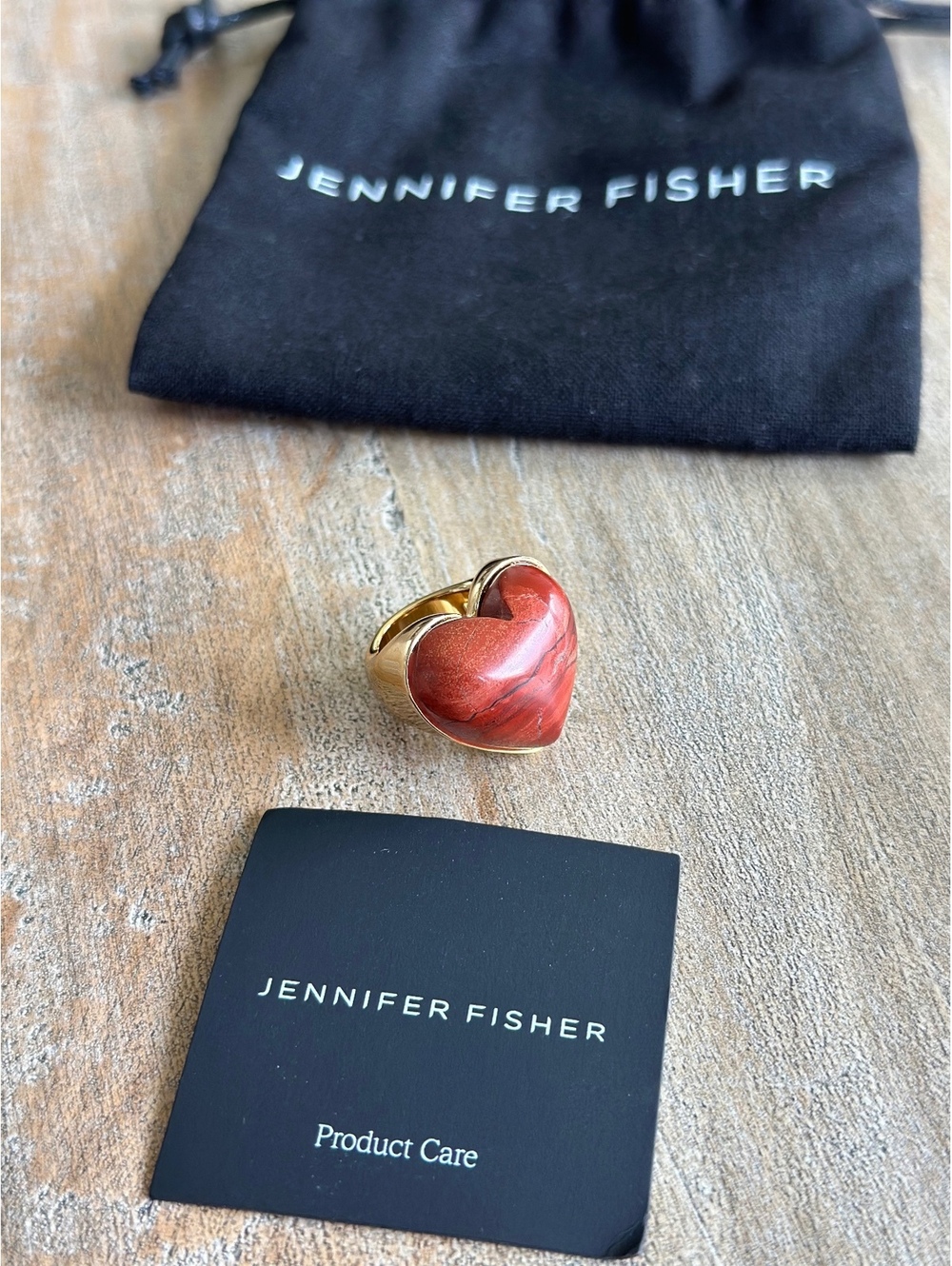 Jennifer Fisher Semi Precious Heart Ring Red Jasper Size 4